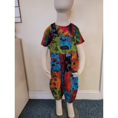 child's mushroom patchwork dungarees